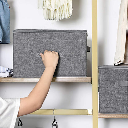 Nancy's Gilford Opbergdozen - Set Van 3 - Opbergboxen - Grijs - Linnen - 40 x 30 x 25 cm