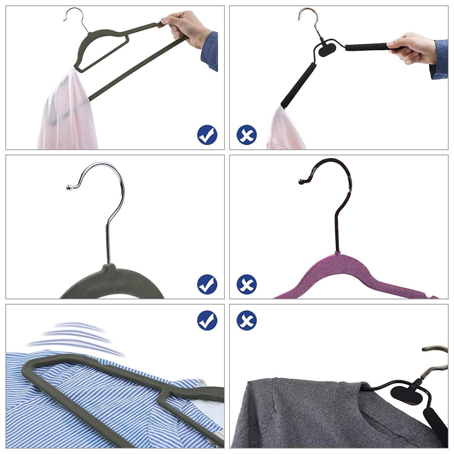 Nancy's Kleerhangers - 100 Stuks - Anti slip - Draaibare Metalen Haak - Grijs