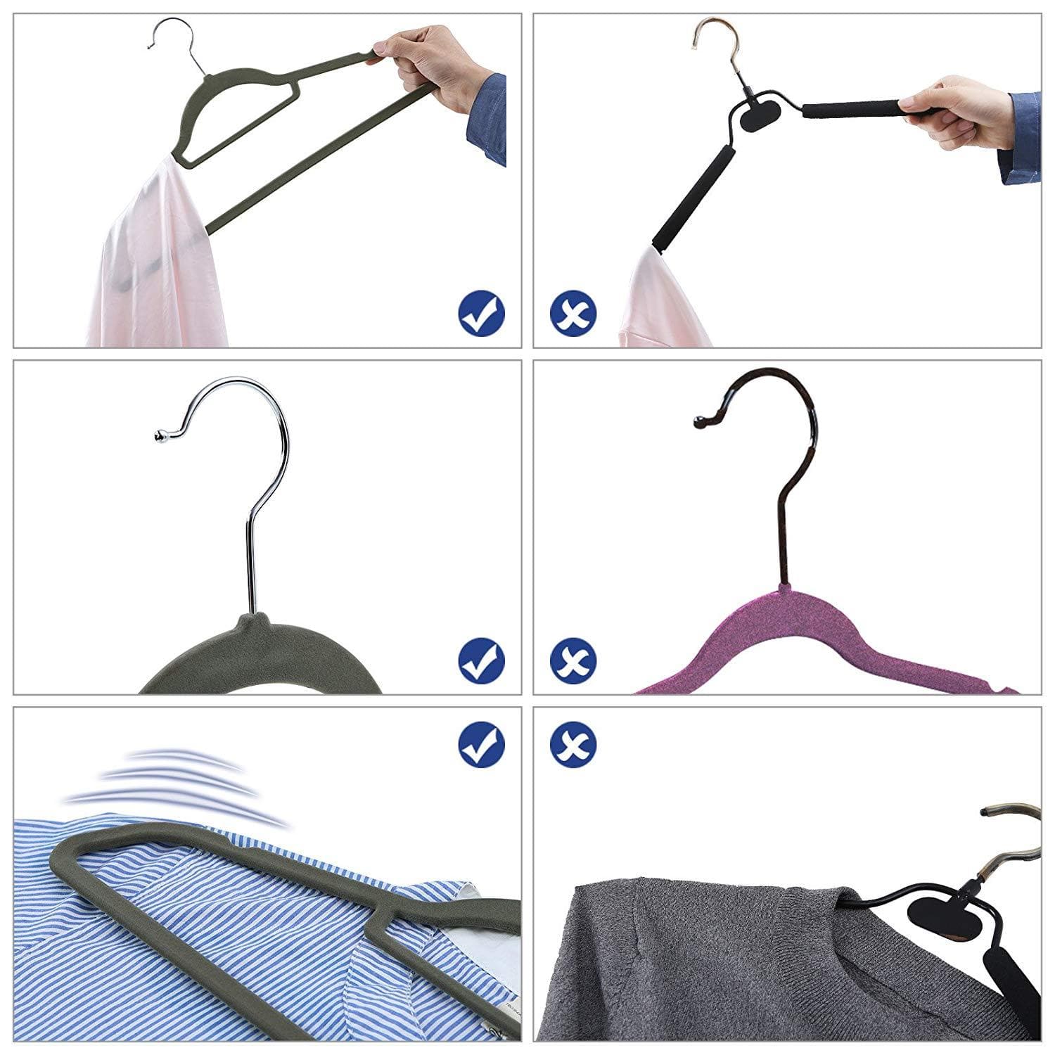 Nancy's Kleerhangers - 100 Stuks - Anti slip - Draaibare Metalen Haak - Grijs