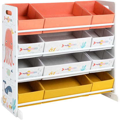 Nancy's Rolla Toy Organizer - Armoire à jouets - Armoire pour chambre d'enfant - Armoire de rangement - Chambre d'enfant - Pour enfants - 12 boîtes - Tissu - Blanc