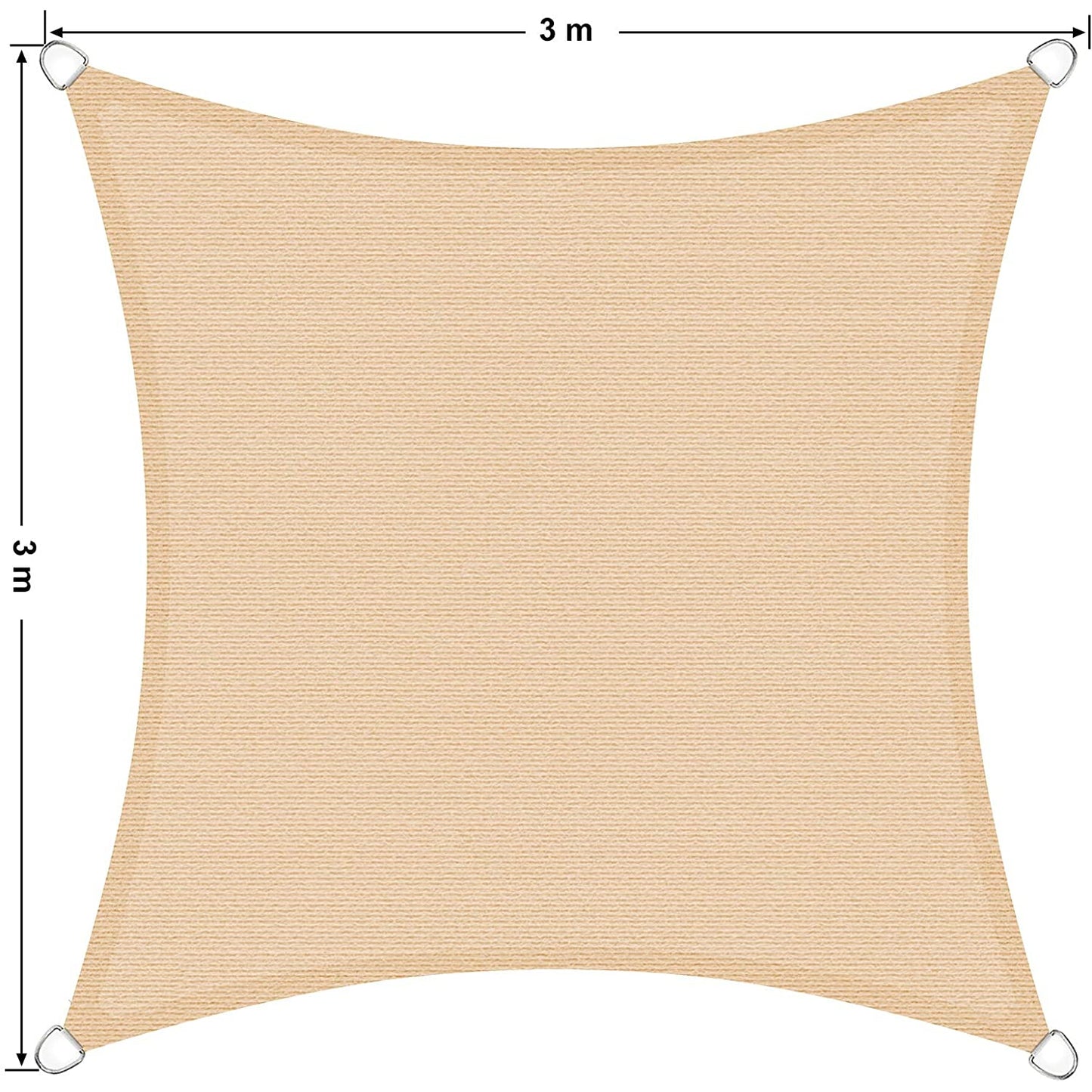 Nancy's Pooler Zonnezeil - Zonwering - Scheurvast - Weerbestendig - UV-Bescherming - Luchtdoorlatend - Overkapping - Kunststof - Zand-Geel - 3 x 3 m