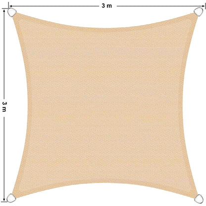 Nancy's Pooler Zonnezeil - Zonwering - Scheurvast - Weerbestendig - UV-Bescherming - Luchtdoorlatend - Overkapping - Kunststof - Zand-Geel - 3 x 3 m