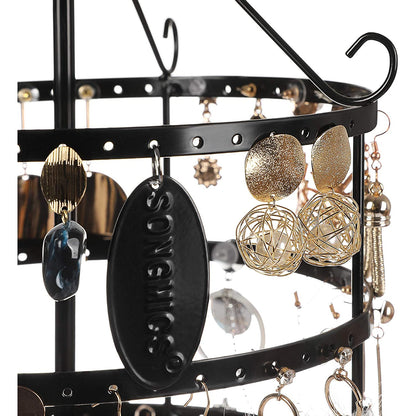 Nancy's Jewelry Holder Deluxe 4 niveaux - Support pour boucles d'oreilles rotatif à 360º - Noir