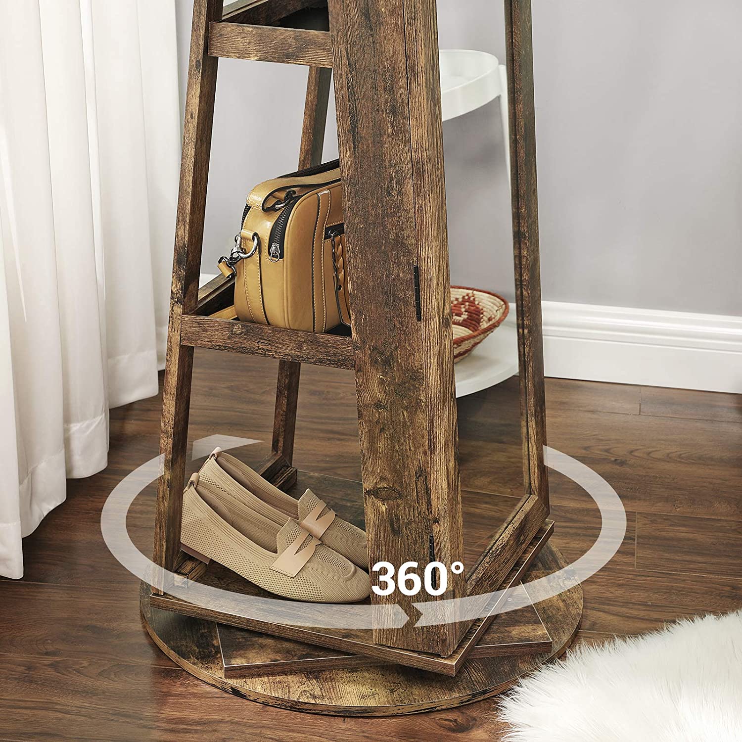 Nancy's Colpitts Sieradenspiegel - Sieradenkast - Spiegelkast - Juwelenkast - Vintage Bruin - ± 55 x 55 x 160 cm