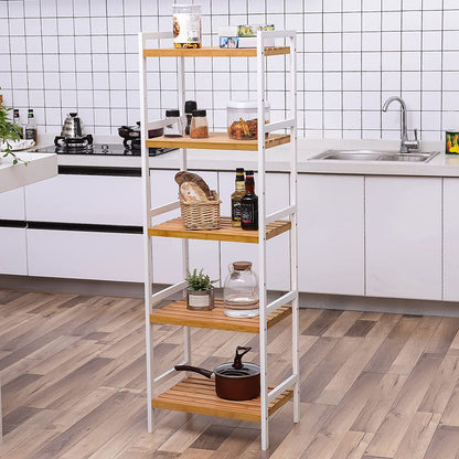 Nancy's Camp Creek Wandkast - Opbergrek - Keukenkast - Bamboe - Wit - ± 45 x 30 x 140 cm