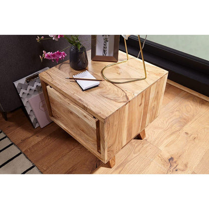 Table de Chevet de Nancy - Table d'Appoint en Bois - Marron - 45 x 45 x 44 cm