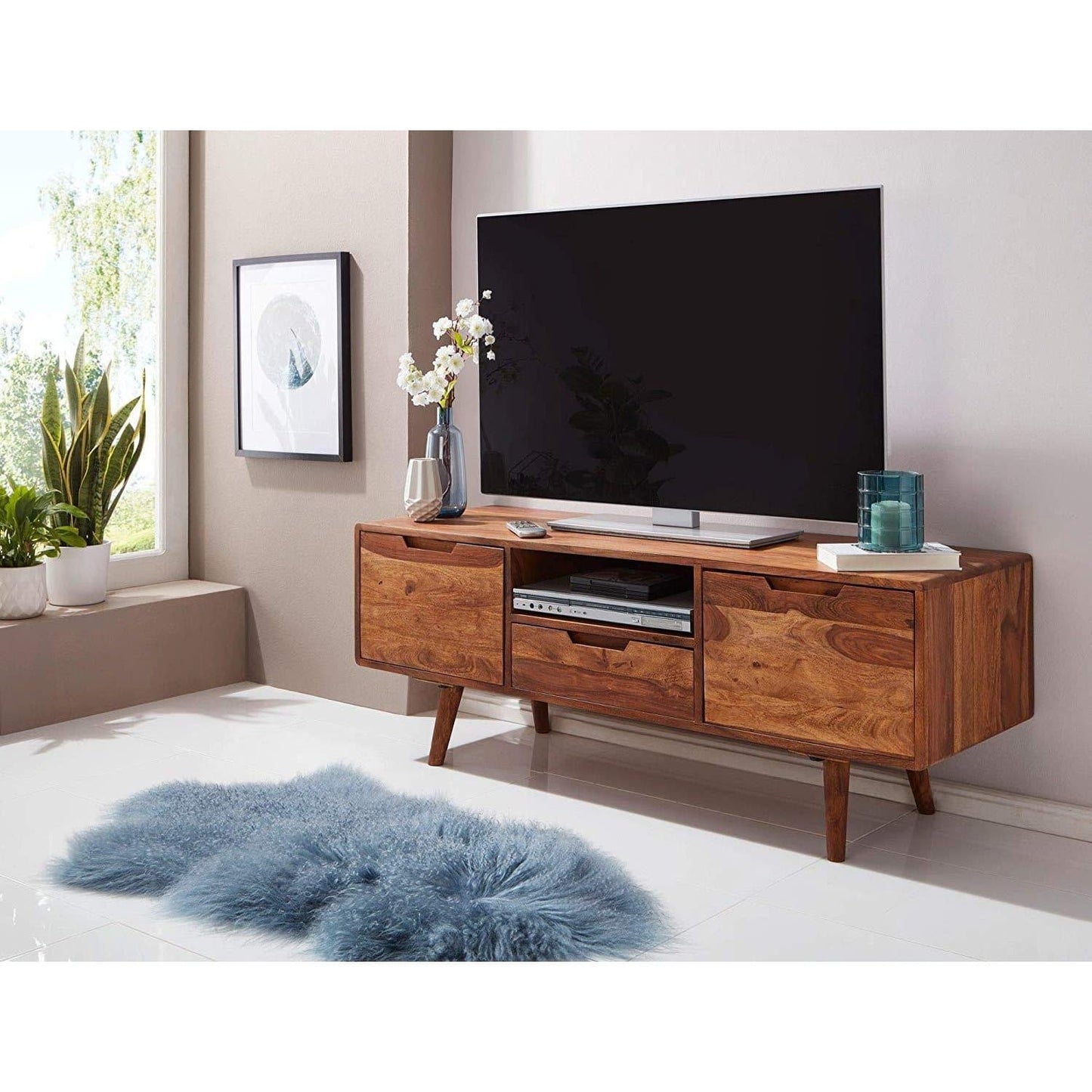 Nancy's TV Kast - TV Meubel - Massief hout - Bruin - 135 x 51 x 45 cm