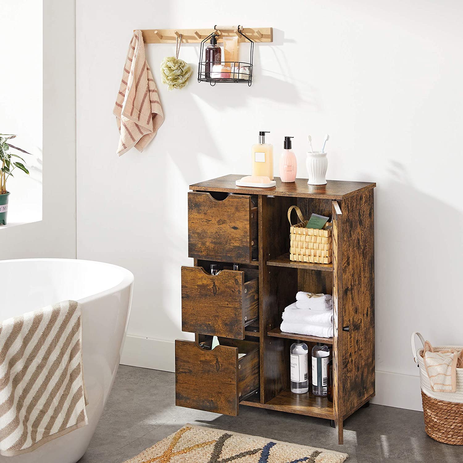 Nancy's Cupertino Dressoir - Opbergkast - Industrieel - Bruin - Spaanplaat - 60 x 30 x 80 cm