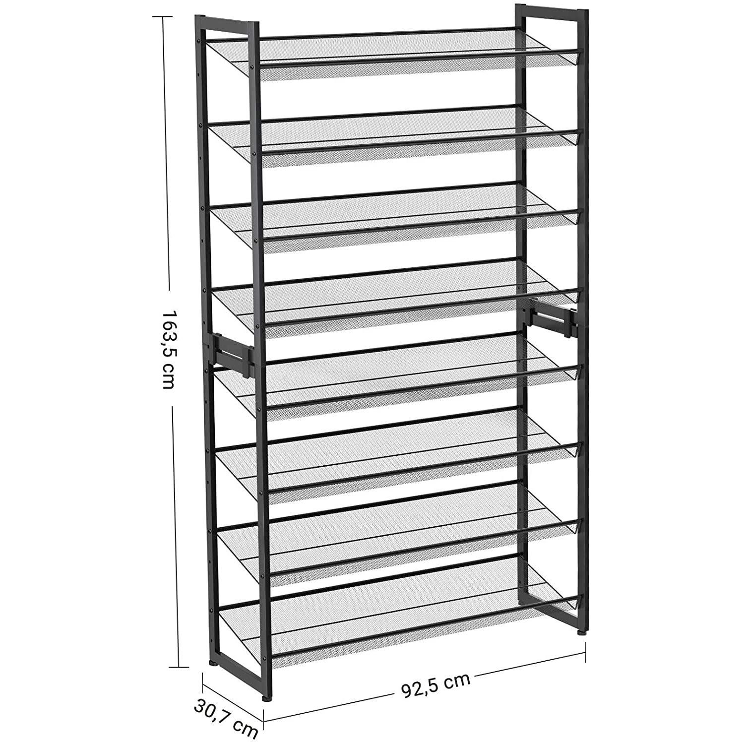 Nancy's Sacavem Schoenenrek - Schoenenkast - Stapelbaar - Voor 40 Paar Schoenen - Grijs - ± 90 x 30 x 165 cm