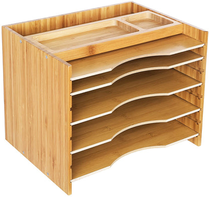 Nancy's Hazeldale Archiefkast - Organizer - Papierhouder - Bureau - Verstelbare Planken - Bamboe - Natuurlijke Kleur - 32,5 x 24,5 x 25 cm