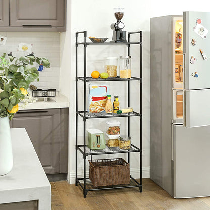 Nancy's Havilland Opbergrek - Stellingrek - Rekkensysteem - 5 Niveaus - Zwart - Ijzer - Kunststof - 55 x 35 x 158