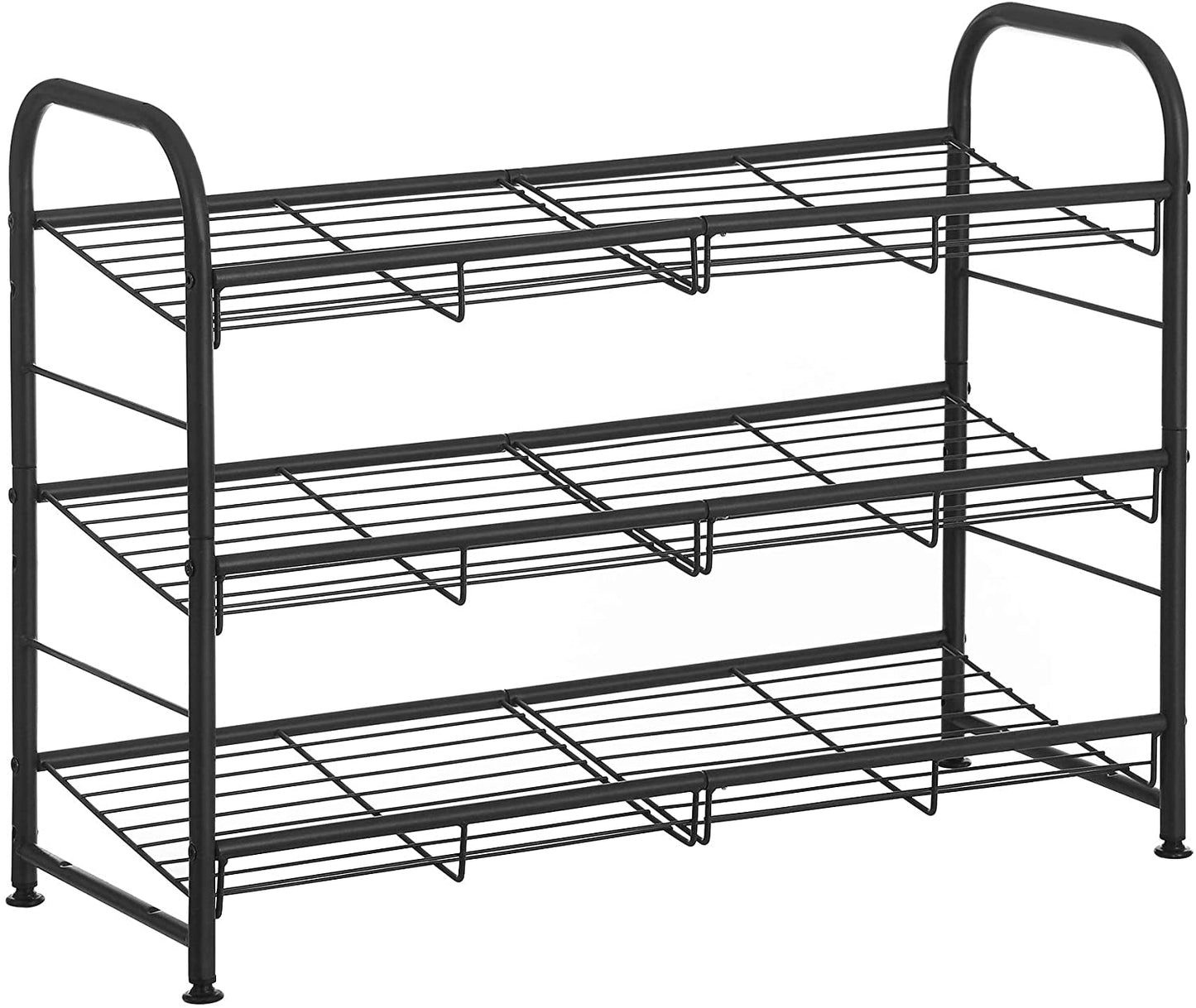 Nancy's Charland Shoe Rack - Shoe Organizer - 3 Levels - Max 12 Pairs of Shoes - Steel - Black - 68.5 x 27.5 x 49.5 cm