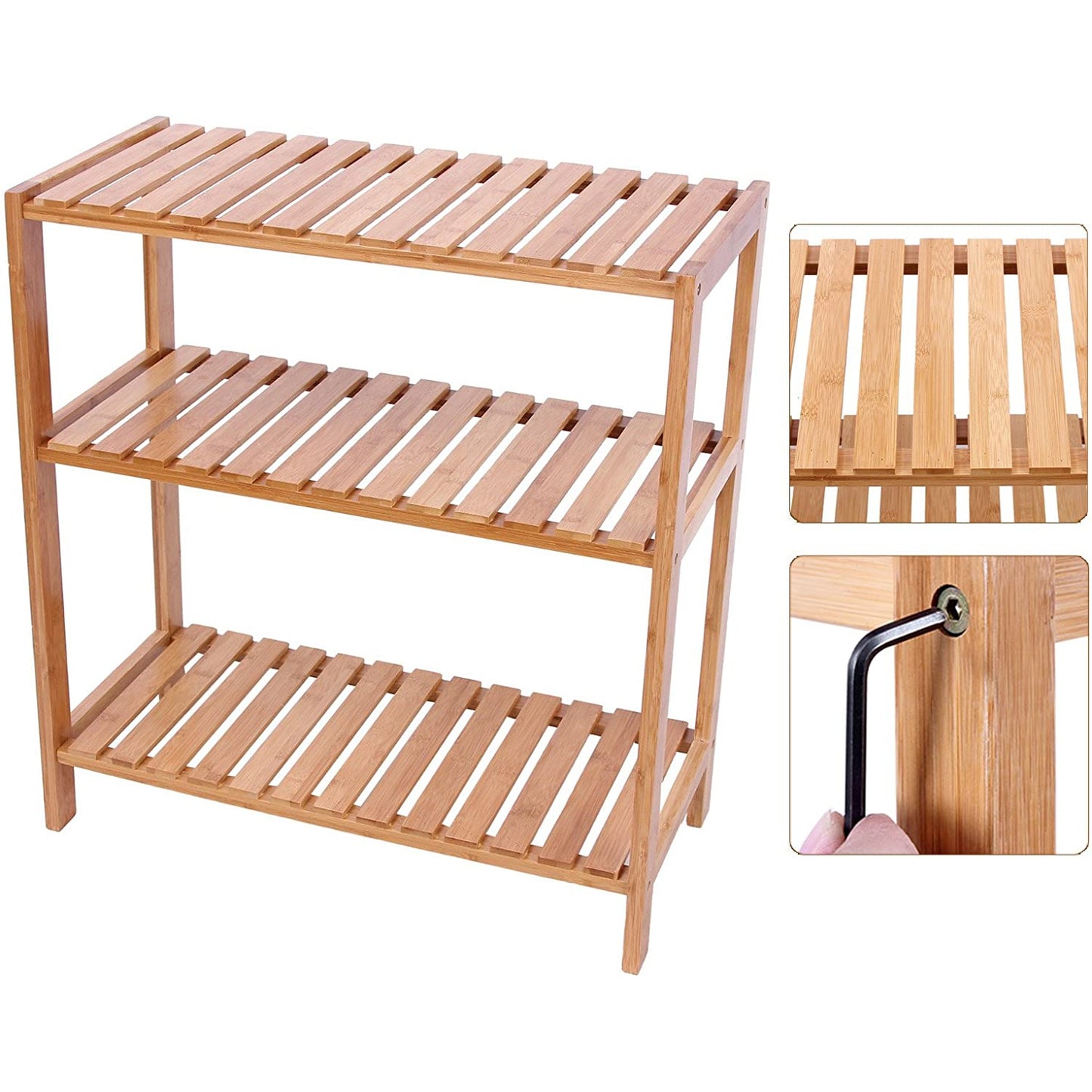 Nancy's Bathroom Rack Bamboo - Support de rangement à 3 couches