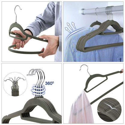 Nancy's Kleerhangers - 100 Stuks - Anti slip - Draaibare Metalen Haak - Grijs