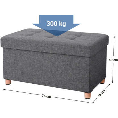 Nancy's Pomona Hocker - Pouf - Espace de rangement - Gris foncé - 76 x 38 x 40 cm