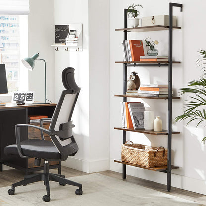 Nancy's Wellington Boekenregaal - Ladderkast - Wandkast - Boekenrek - Opbergruimte - Bruin - ± 60 x 30 x 205 cm