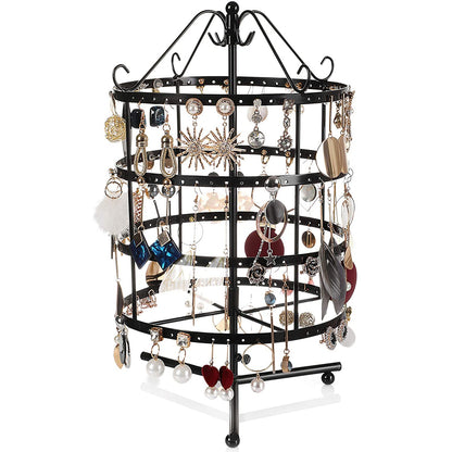 Nancy's Jewelry Holder Deluxe 4 niveaux - Support pour boucles d'oreilles rotatif à 360º - Noir