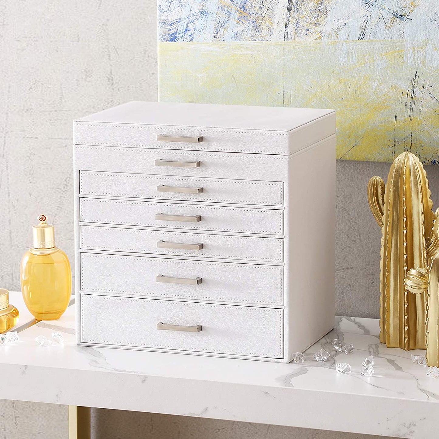 Nancy's Malveira Sieradendoos - Sieraden Organizer - Juwelendoos - Met Spiegel - Wit - Fluweel