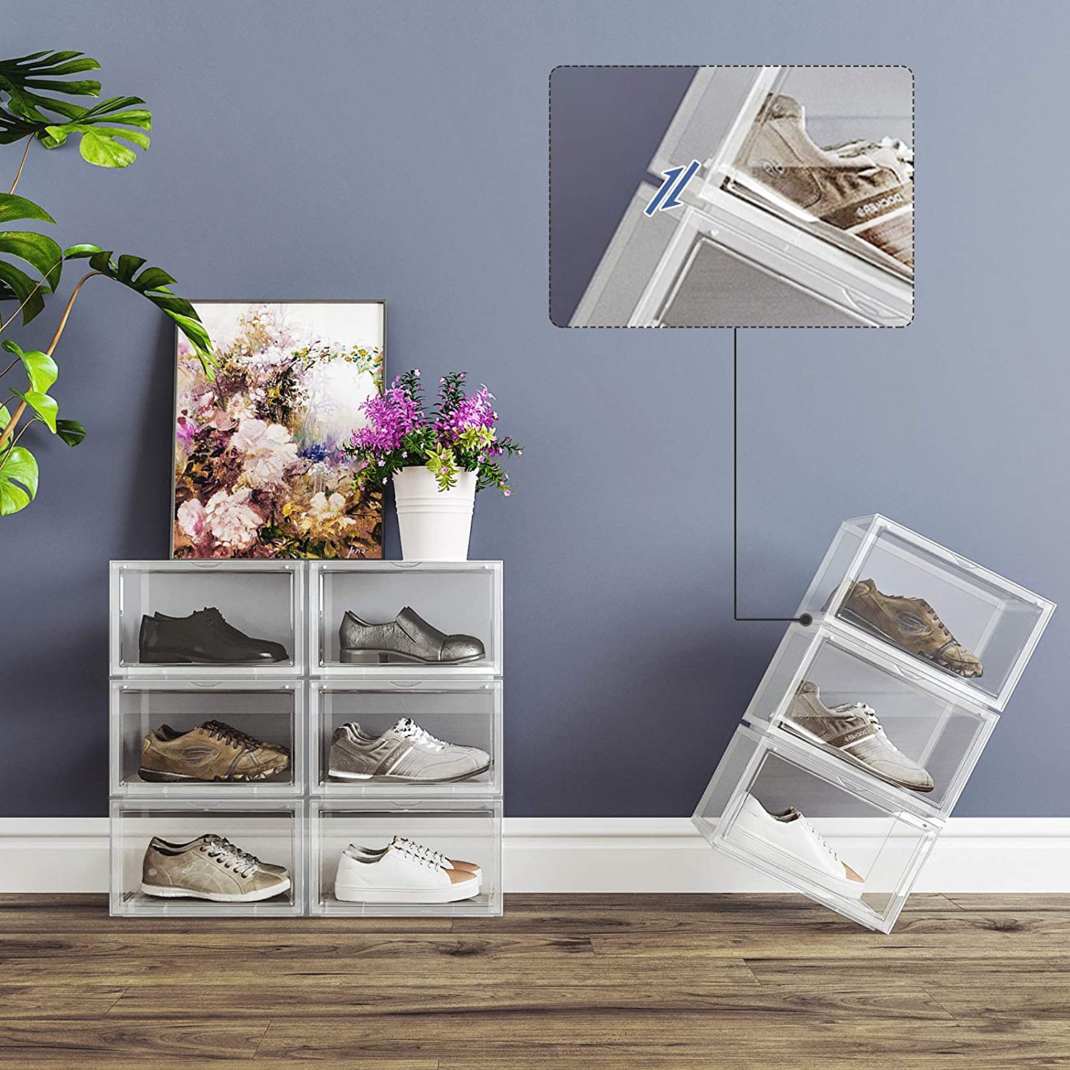 Nancy's Frielas Schoenendoos - Set van 3 - Stapelbare Schoen organizer - Schoenenopslag - Voor schoenen tot maat 46 - Transparant