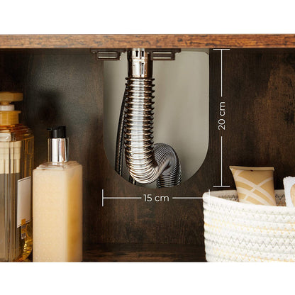 Nancy's Gabes Badkamermeubel - Wastafelonderkast - Onderbouwkast - Uitsparing - Industrieel - Bewerkt Hout - Bruin - 60 x 30 x 60 cm