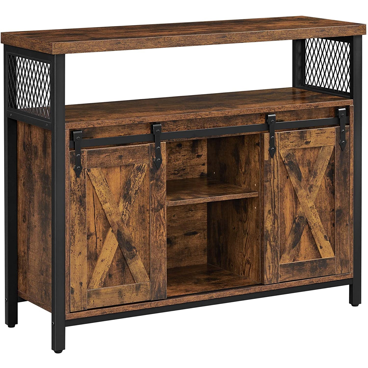 Nancy's Ripon Dressoir - Opbergkast - Sideboard - Keukenkastje - 2 Schuifdeuren - Verstelbare Plank - Industrieel - Bruin -  100 x 33 x 80 cm