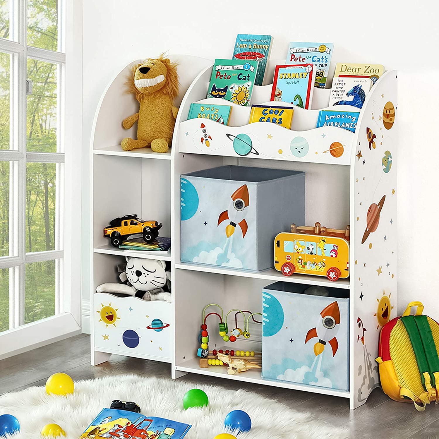 Speelgoedkast met 6 manden en 2 vakken - Kinderboekenkast voor de Speelgoedkast met 6 manden en 2 vakken - Kinderboekenkast voor de