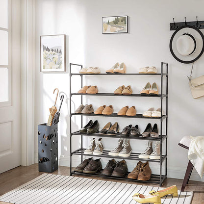 Nancy's Plano Schoenenrekken - Set Van 2 - Schoenen Organizer - 24-30 Paar Schoenen - Stapelbaar - Zwart - Staal - ± 90 x 30 x 50 cm