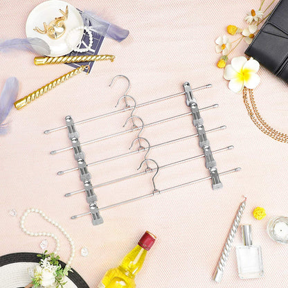 Nancy's Luxe Kledinghangers - Broekhangers - Set Van 20 - Rokhanger - Verstelbare Clips - 360° draaibaar - Zilvergrijs