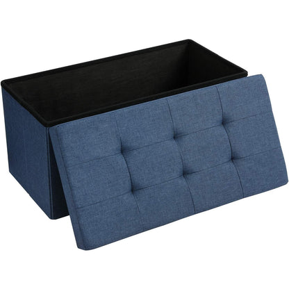 Nancy's Hocker Blue - Canapé Avec Rangement - Canapé En Lin 76 x 38 x 38 cm