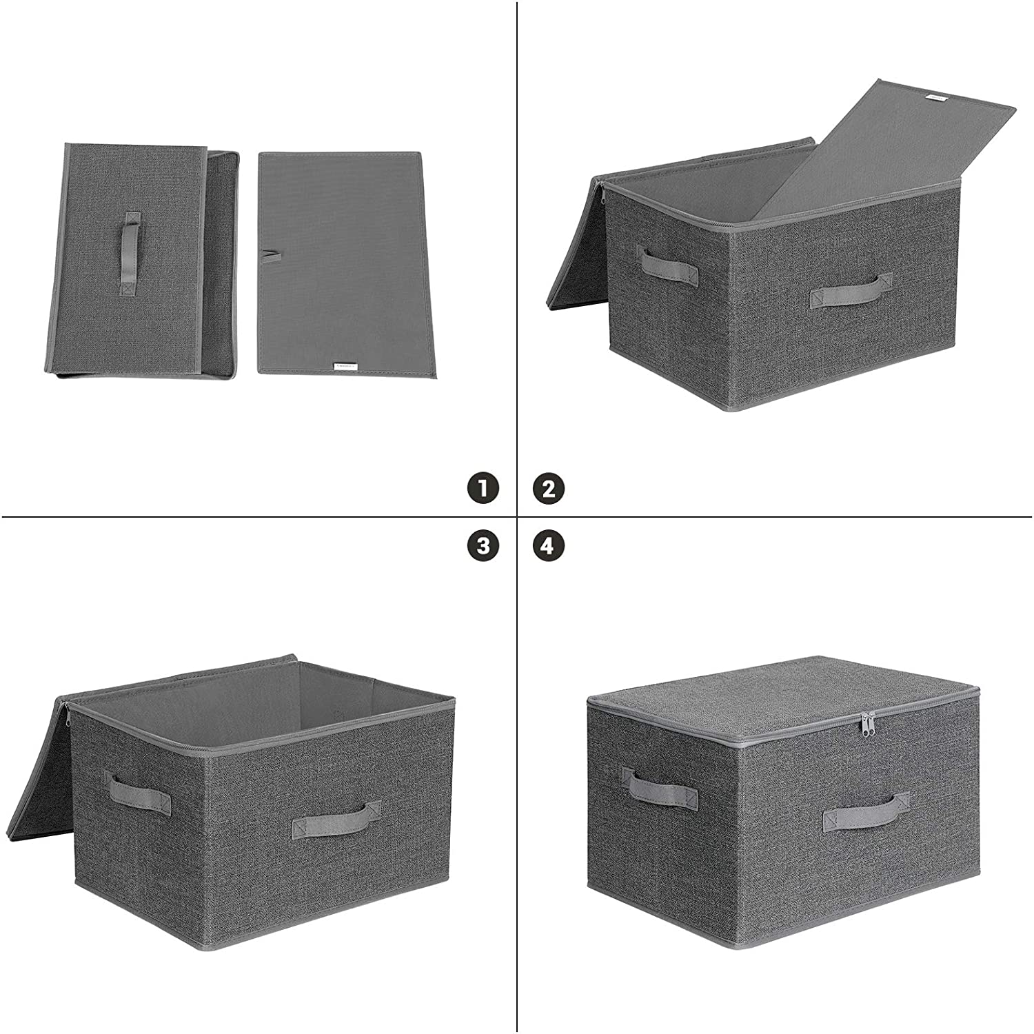 Nancy's Gilford Opbergdozen - Set Van 3 - Opbergboxen - Grijs - Linnen - 40 x 30 x 25 cm