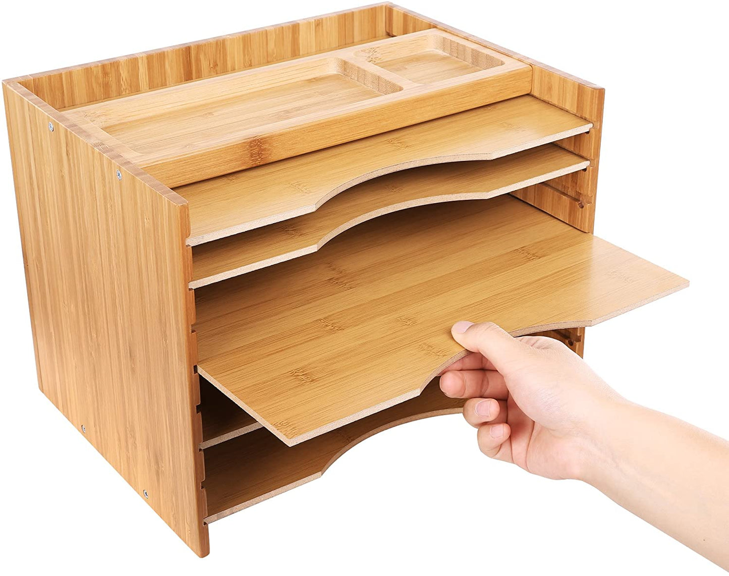Nancy's Hazeldale Archiefkast - Organizer - Papierhouder - Bureau - Verstelbare Planken - Bamboe - Natuurlijke Kleur - 32,5 x 24,5 x 25 cm