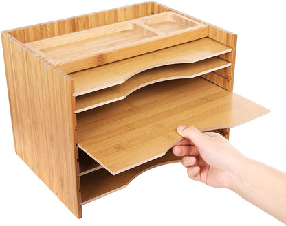 Nancy's Hazeldale Archiefkast - Organizer - Papierhouder - Bureau - Verstelbare Planken - Bamboe - Natuurlijke Kleur - 32,5 x 24,5 x 25 cm