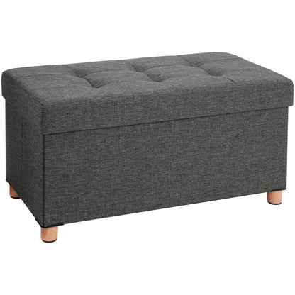 Nancy's Pomona Hocker - Pouf - Espace de rangement - Gris foncé - 76 x 38 x 40 cm