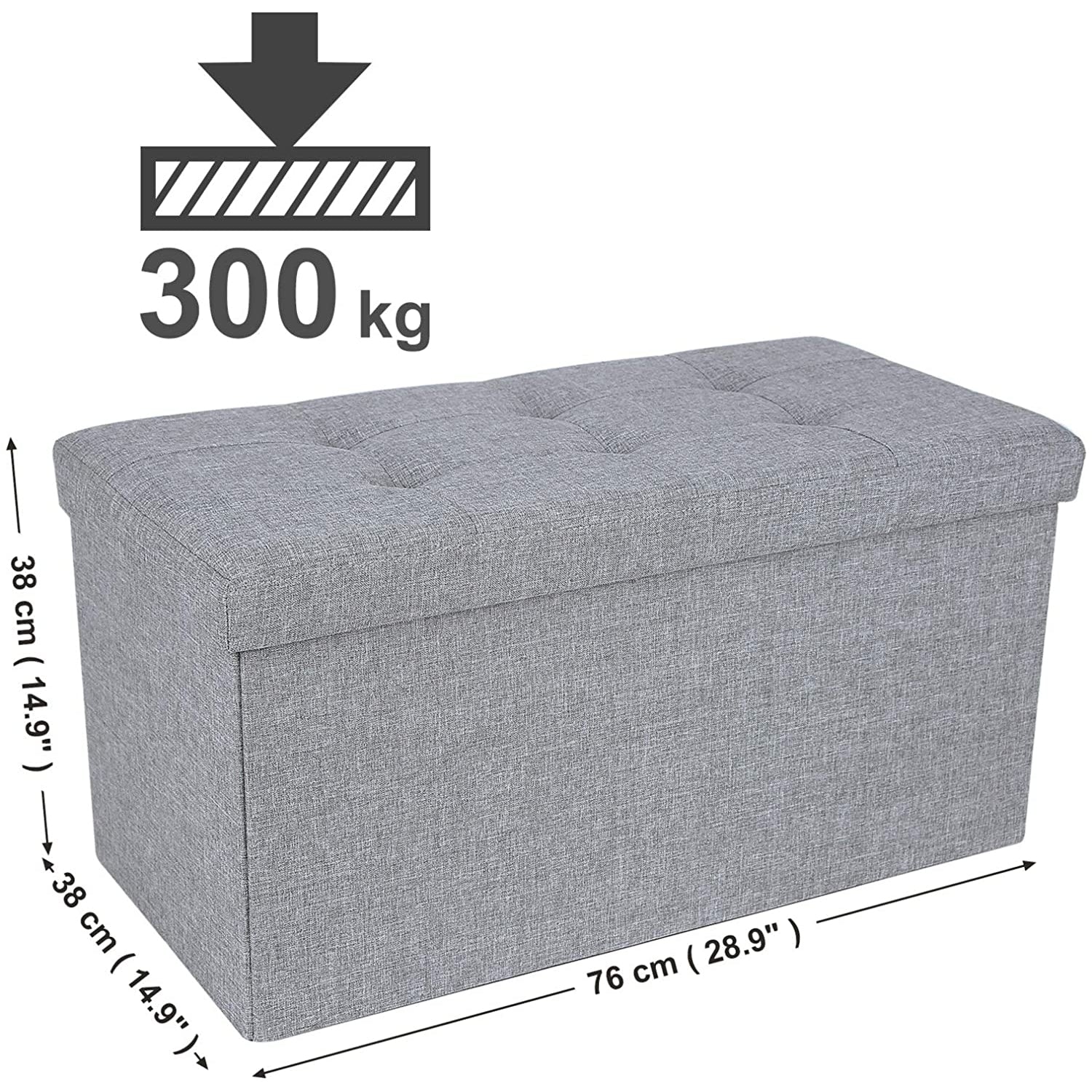 Nancy's Huboe Hocker - Opbergbankje - Zitbankje met opbergruimte - Grijs - ± 75 x 40 x 40 cm