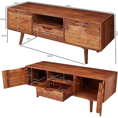 Nancy's TV Kast - TV Meubel - Massief hout - Bruin - 135 x 51 x 45 cm