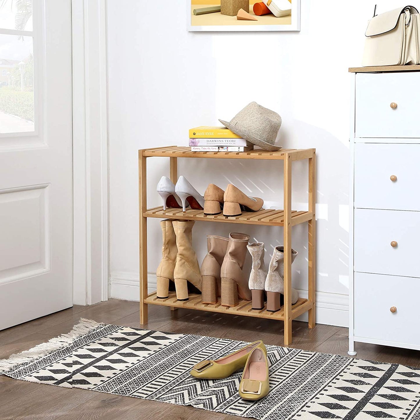 Nancy's Bathroom Rack Bamboo - Support de rangement à 3 couches