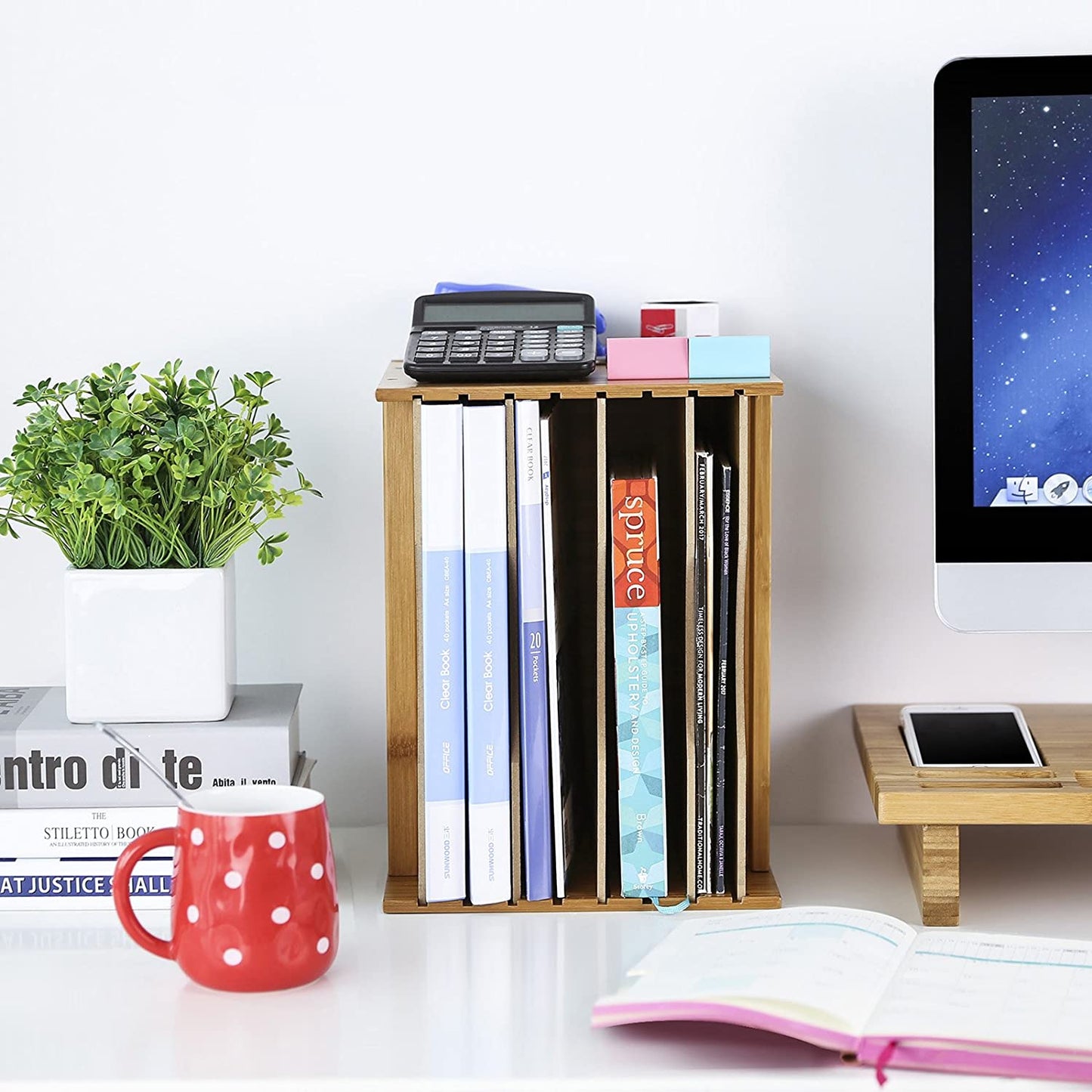 Nancy's Hazeldale Archiefkast - Organizer - Papierhouder - Bureau - Verstelbare Planken - Bamboe - Natuurlijke Kleur - 32,5 x 24,5 x 25 cm