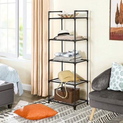 Nancy's Havilland Opbergrek - Stellingrek - Rekkensysteem - 5 Niveaus - Zwart - Ijzer - Kunststof - 55 x 35 x 158