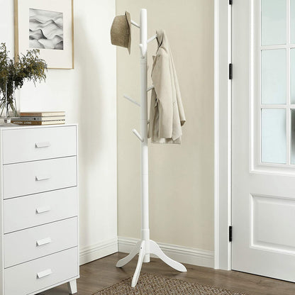 Nancy's Cazaville Kapstok - Boomvormig - Vrijstaand - 8 Haken - Massief Hout - Rubberhout - Wit - ‎57 x 57 x 177 cm