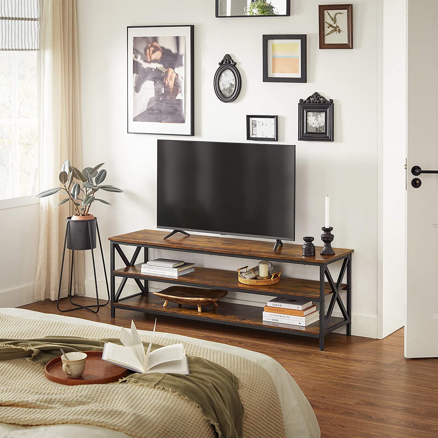 Nancy's Suitland TV Furniture - Lowboard - TV Cabinet - Up to 65 Inch - Lowboard - Industrial - Brown - Black - Engineered Wood - Metal - 147 x 40 x 50 cm
