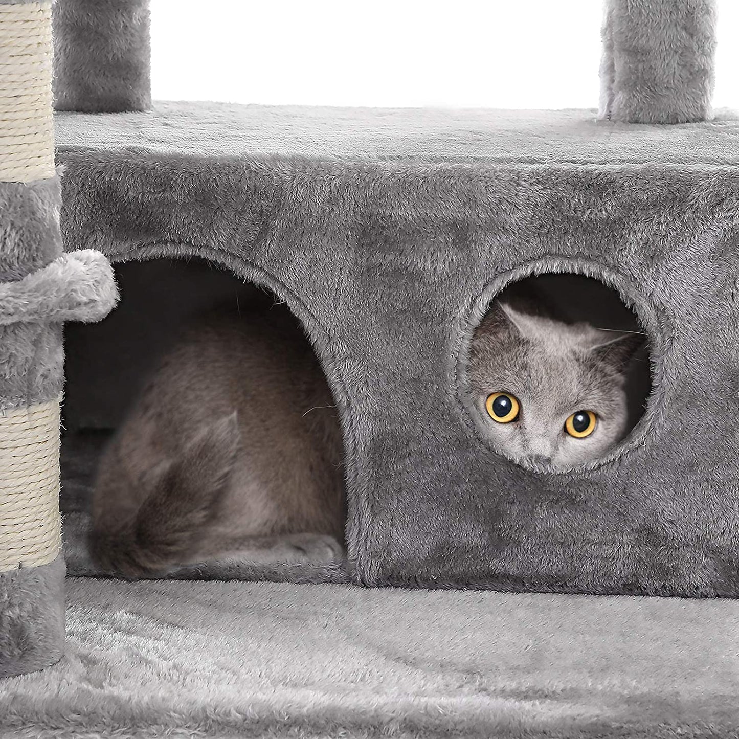 Arbre à chat Nancy's Grassie - Griffoir - Hamac - Grotte à chat - 6 niveaux - Gris - Beige - 50 x 50 x 164 cm