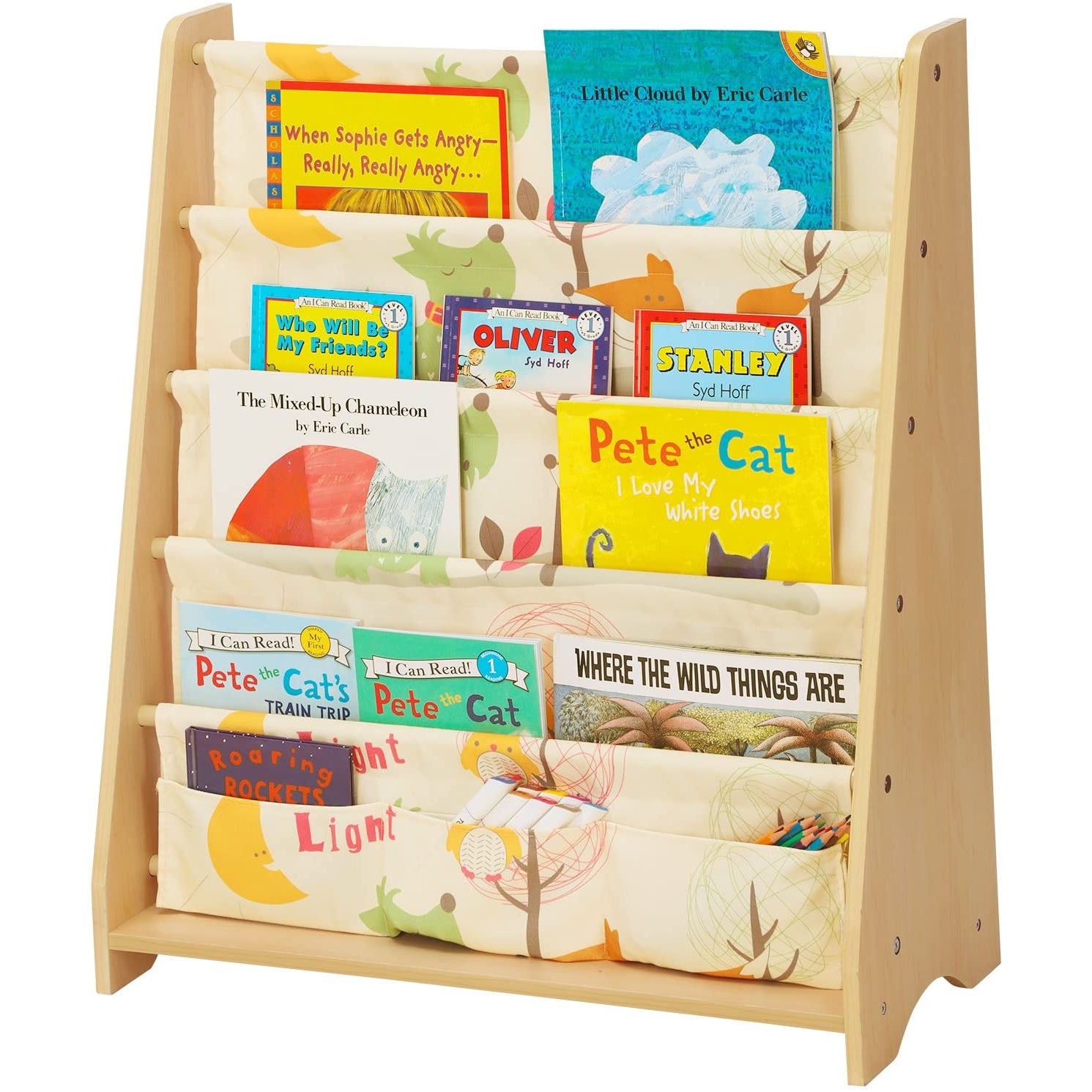 Nancy's Boekenrek met 4 niveaus - Boekenkast voor kinderen - Opbergrek voor boeken, schoolmaterialen, voor kinderkamer of kleuterschool - Esdoorn hout