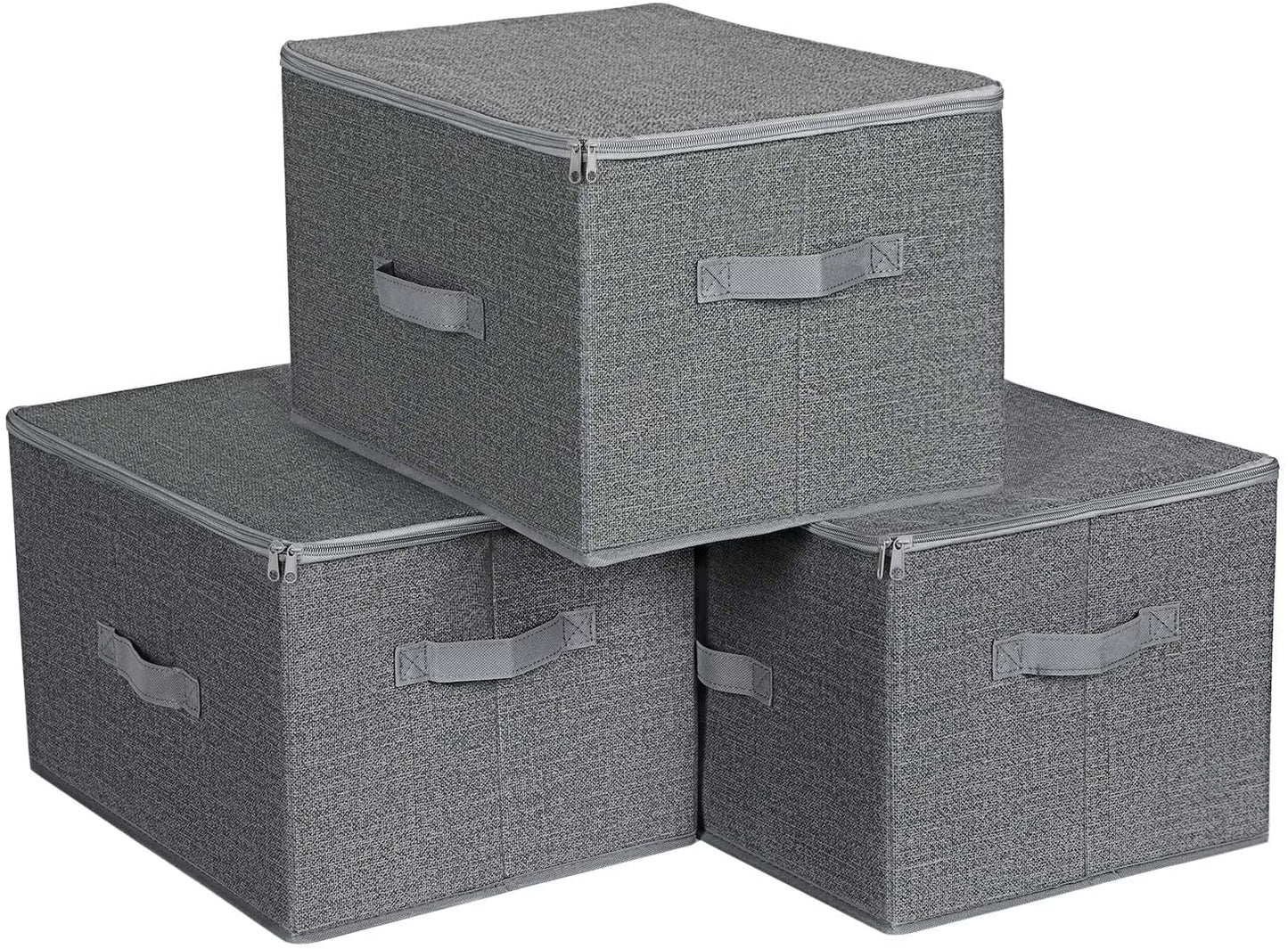 Nancy's Gilford Opbergdozen - Set Van 3 - Deksel - Opvouwbaar - Stof - Handvaten - Grijs - 40 x 30 x 25 cm