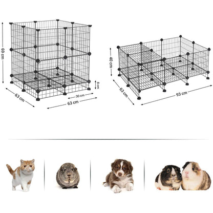 Nancy's Pet Cage - Animal Run - Mesh Cage - Petits animaux - Rabbit Clapier - Enclos extérieur - Enclos intérieur - Noir -