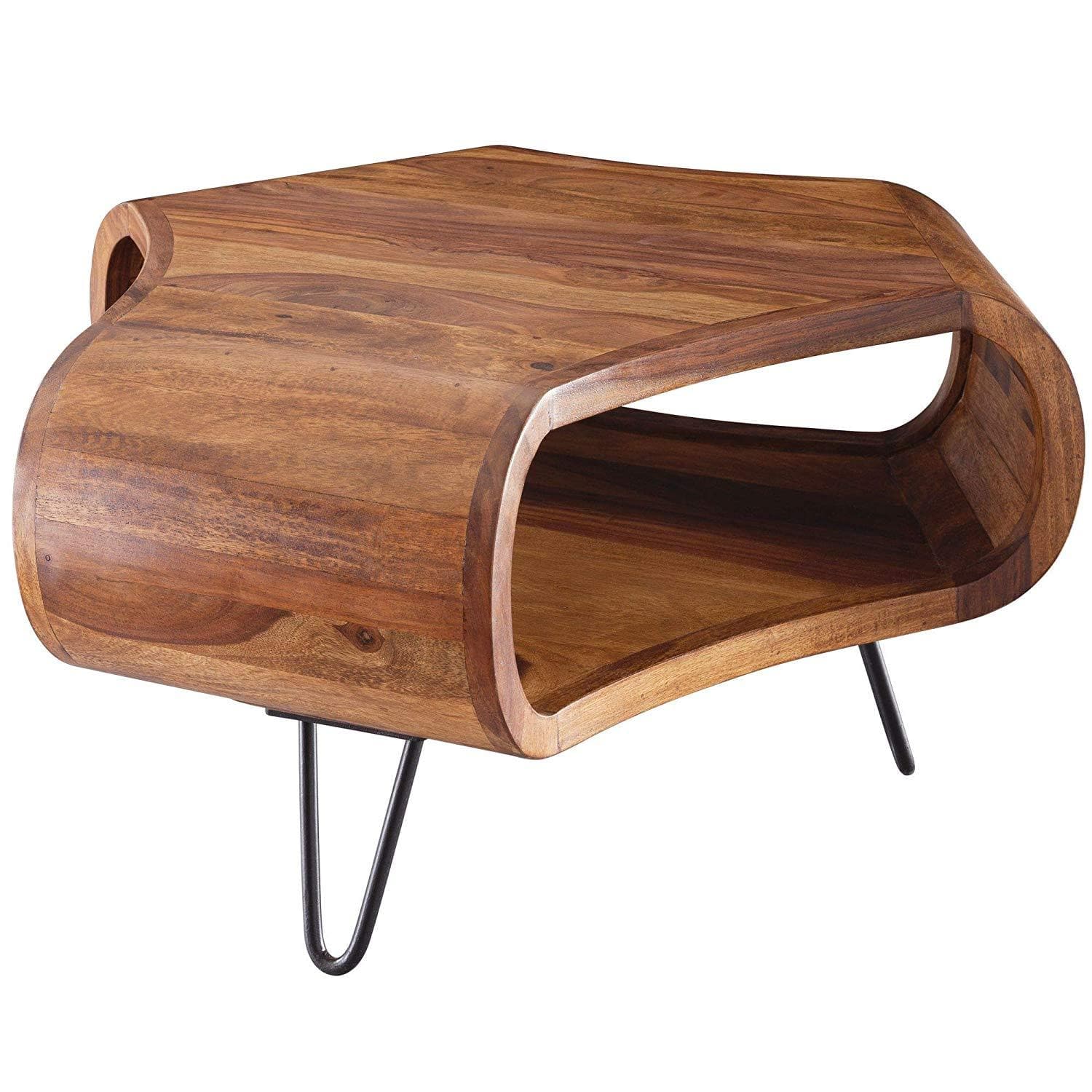 Nancy's Coffee Table Wood - Tables basses modernes en bois - Bois de Sesham - Marron - 55 x 38 x 55 cm