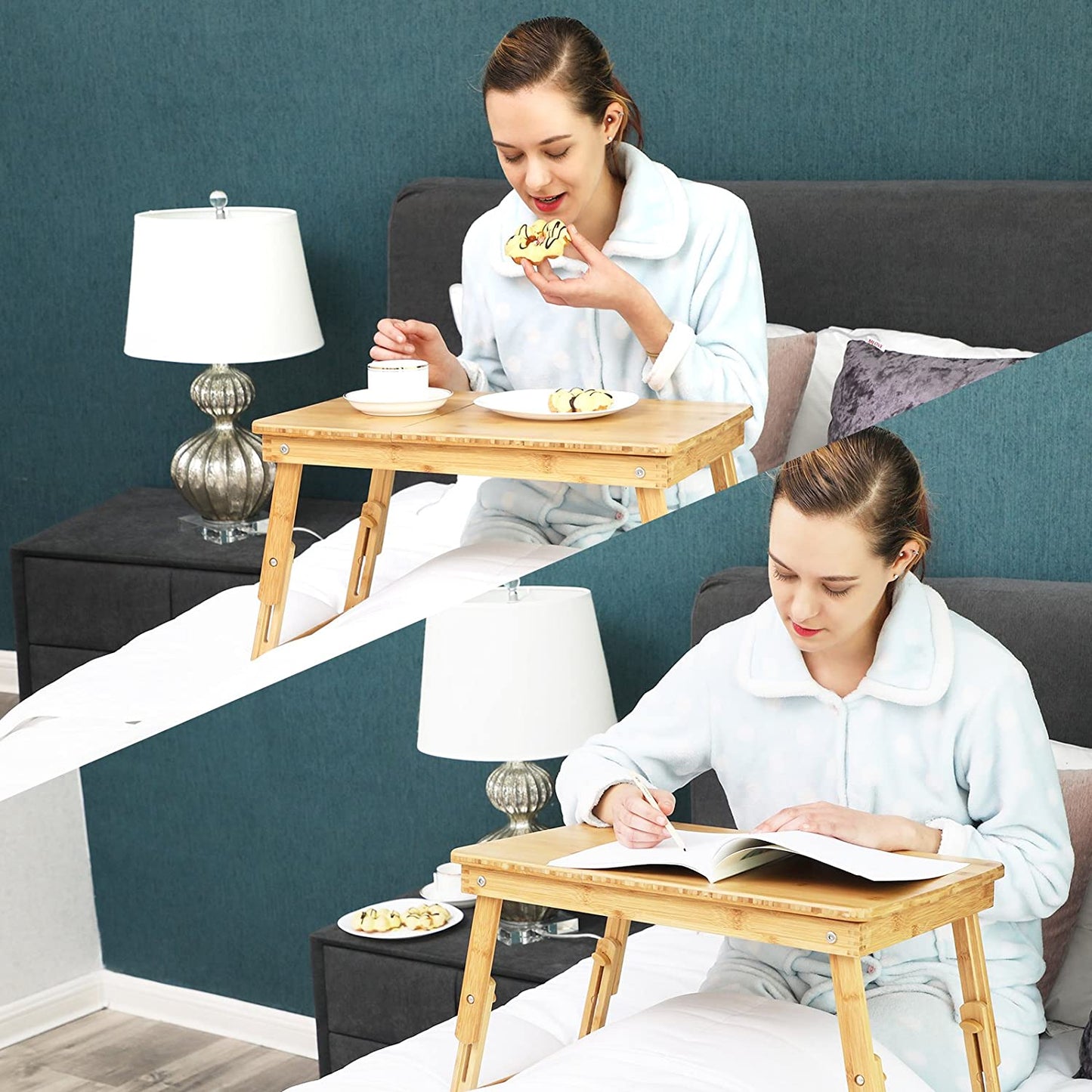 Nancy's Laprara Laptoptafel - Computertafel - Laptopstandaard - Verstelbare Hellingshoek - Bamboe - ± 65 x 35 x 35 cm