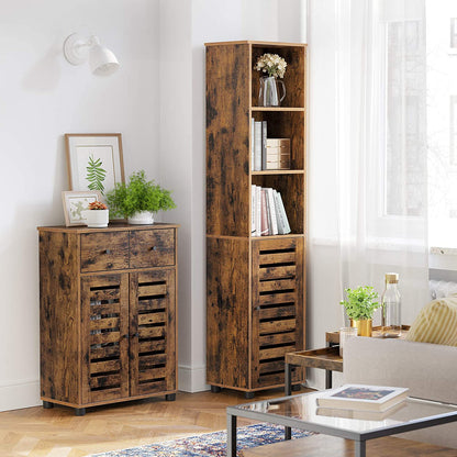 Nancy's Palm City Badkamerkast - Opbergkast - Badkamermeubel - Vintage Bruin - ± 40 x 30 x 165 cm
