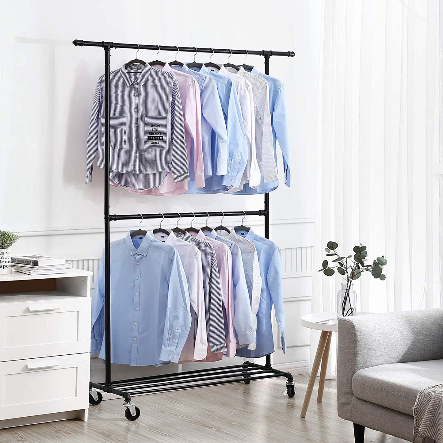 Nancy's Talinhas Kledingrek - Kledingstang - Garderoberek - Zwart - Staal - ± 130 x 50 x 200 cm