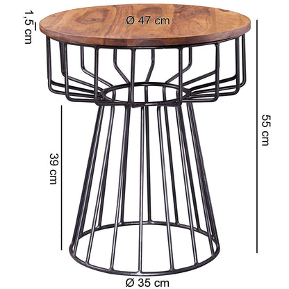 Nancy's Side Tables - Table basse en bois et métal - Tables d'appoint - Marron - 47 x 55 x 47 cm