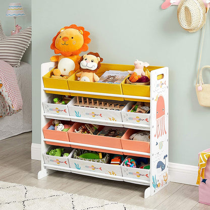 Nancy's Rolla Toy Organizer - Armoire à jouets - Armoire pour chambre d'enfant - Armoire de rangement - Chambre d'enfant - Pour enfants - 12 boîtes - Tissu - Blanc